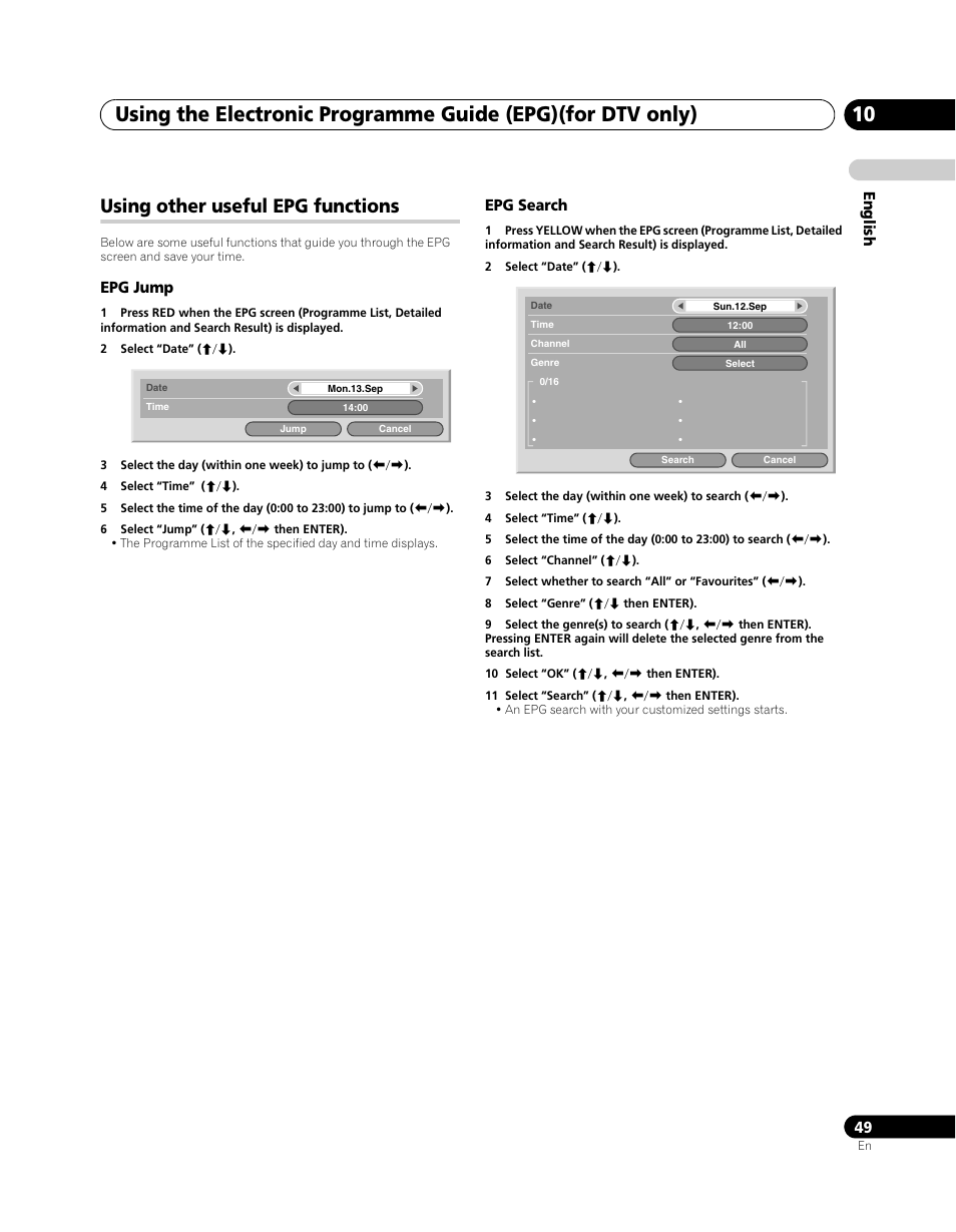 Using other useful epg functions | Pioneer PDP-SX5080D User Manual | Page 49 / 236