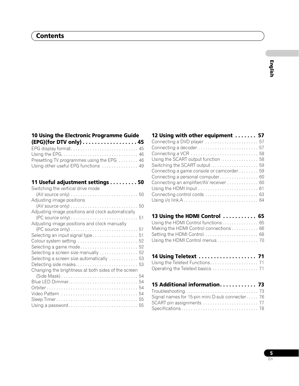 Pioneer PDP-SX5080D User Manual | Page 5 / 236