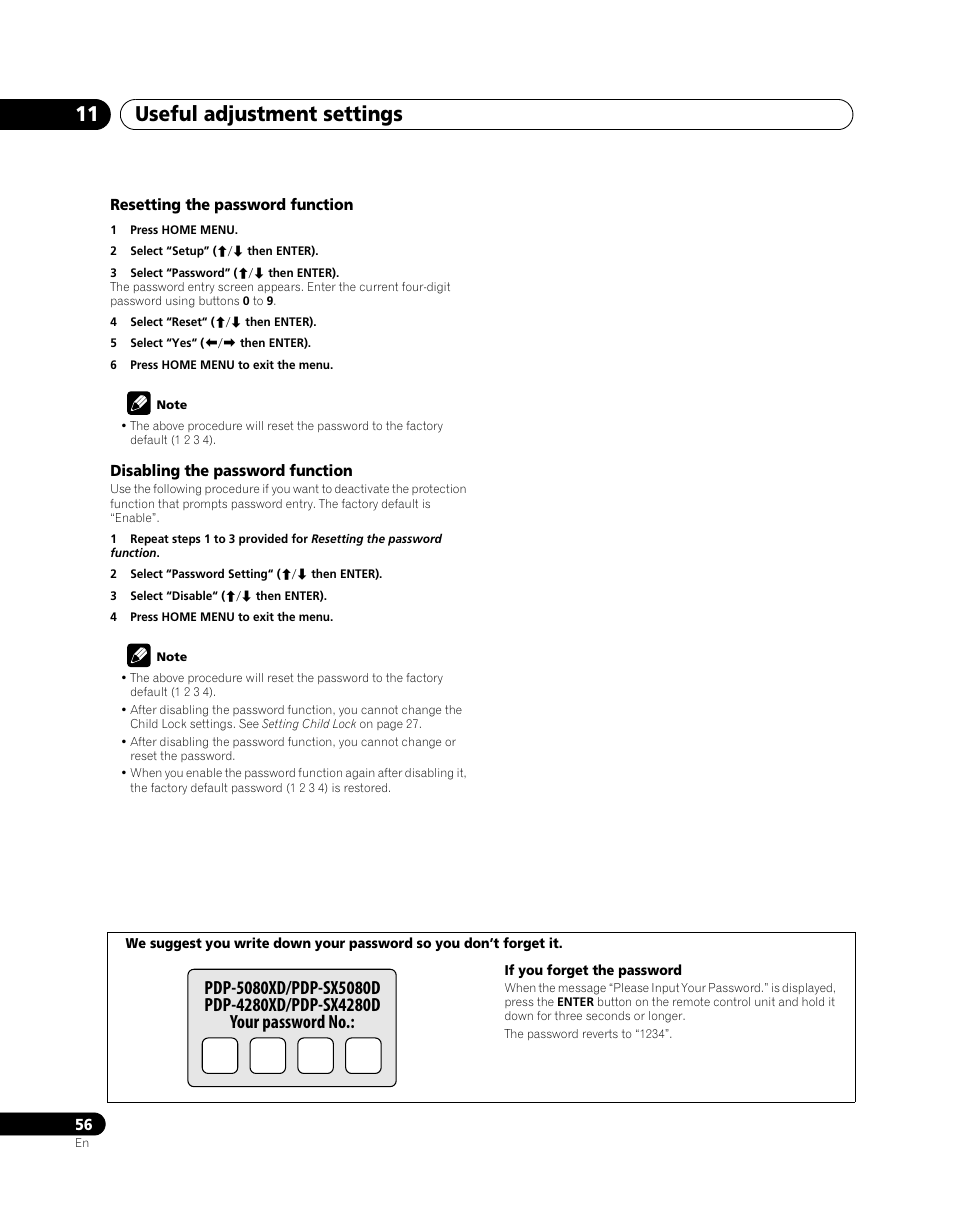 Useful adjustment settings 11 | Pioneer PDP-SX5080D User Manual | Page 56 / 236