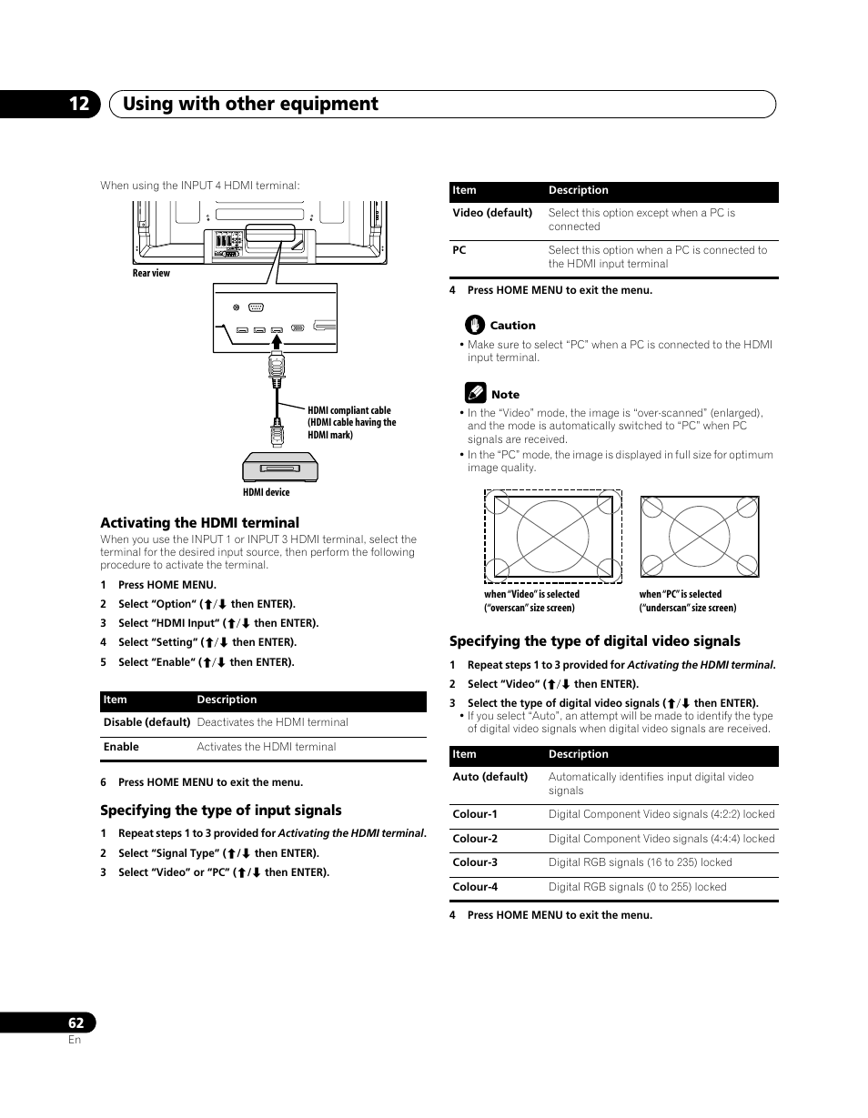 Using with other equipment 12 | Pioneer PDP-SX5080D User Manual | Page 62 / 236