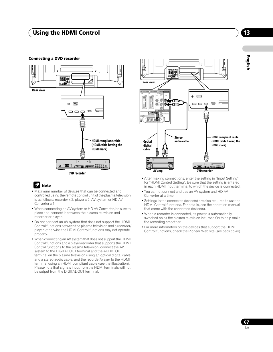 Using the hdmi control 13 | Pioneer PDP-SX5080D User Manual | Page 67 / 236