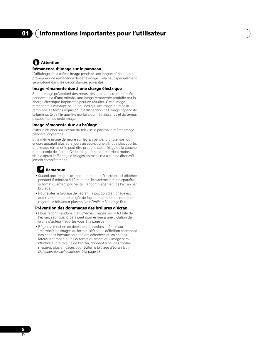 Informations importantes pour l’utilisateur 01 | Pioneer PDP-SX5080D User Manual | Page 86 / 236