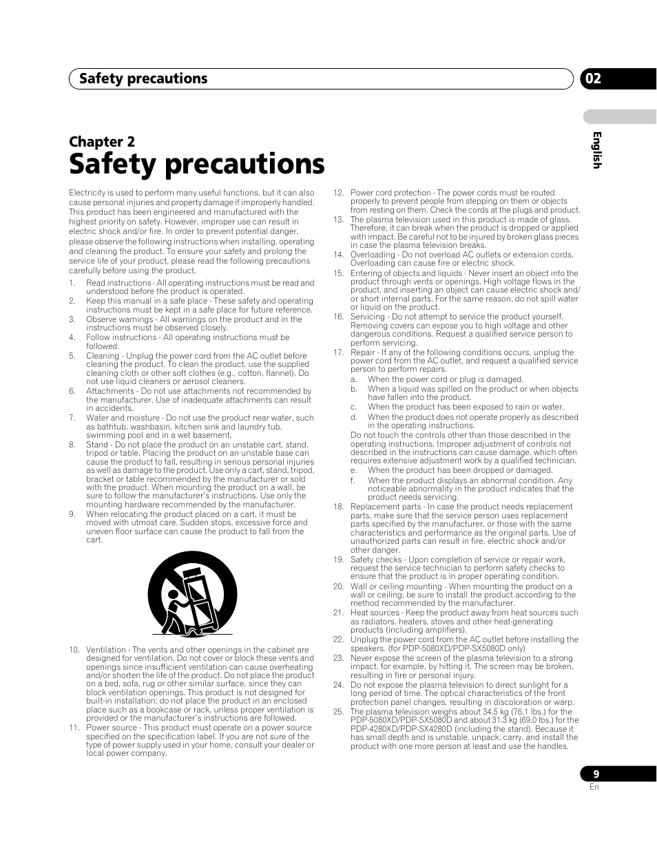 02 safety precautions, Safety precautions, Safety precautions 02 | Chapter 2 | Pioneer PDP-SX5080D User Manual | Page 9 / 236