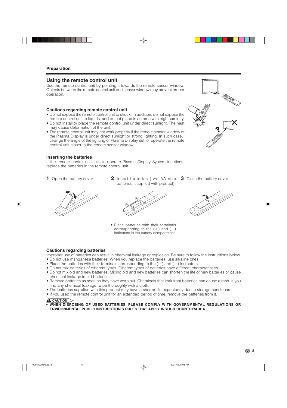 Using the remote control unit | Pioneer PDP-503HDE User Manual | Page 10 / 194