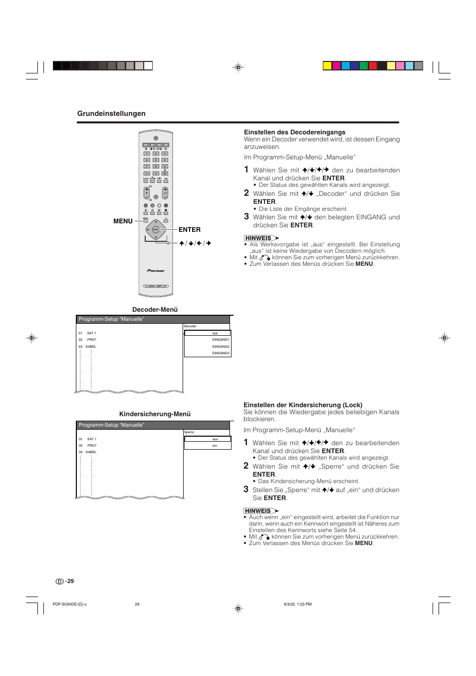 Grundeinstellungen | Pioneer PDP-503HDE User Manual | Page 159 / 194