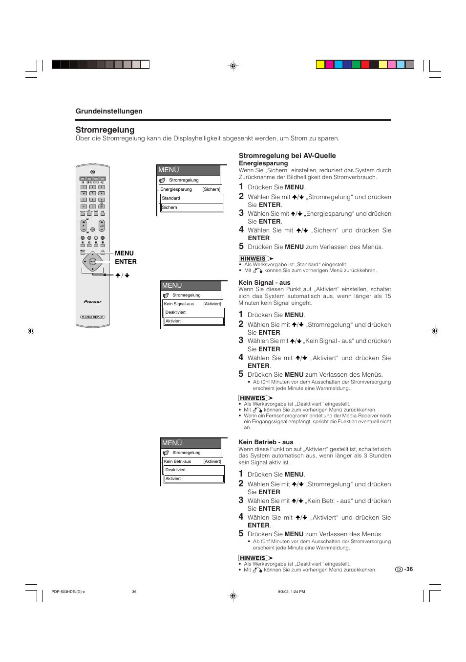Stromregelung | Pioneer PDP-503HDE User Manual | Page 166 / 194