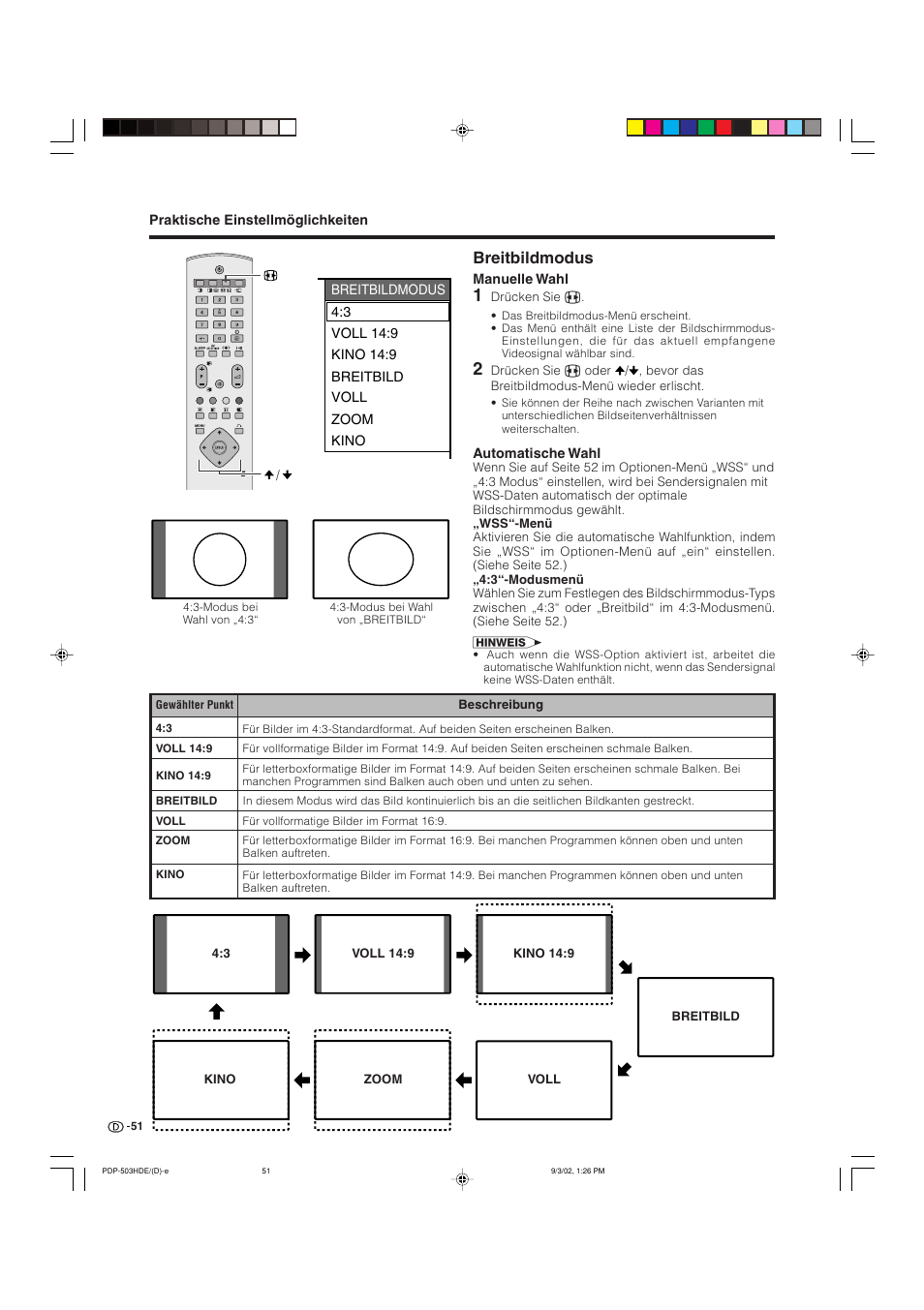 Breitbildmodus | Pioneer PDP-503HDE User Manual | Page 181 / 194