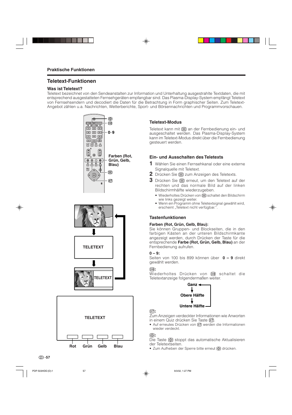 Teletext-funktionen | Pioneer PDP-503HDE User Manual | Page 187 / 194