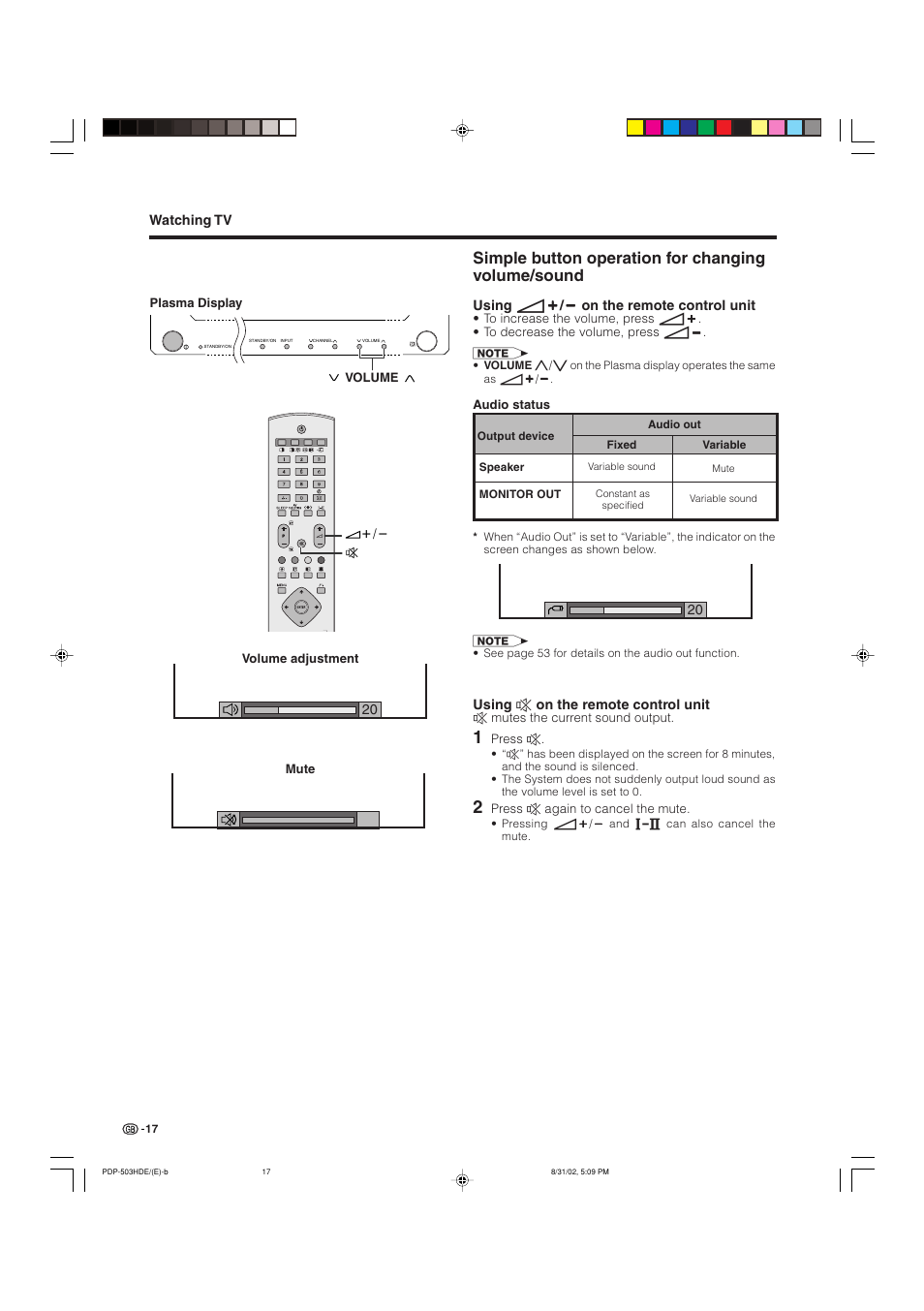Simple button operation for changing volume/sound | Pioneer PDP-503HDE User Manual | Page 19 / 194