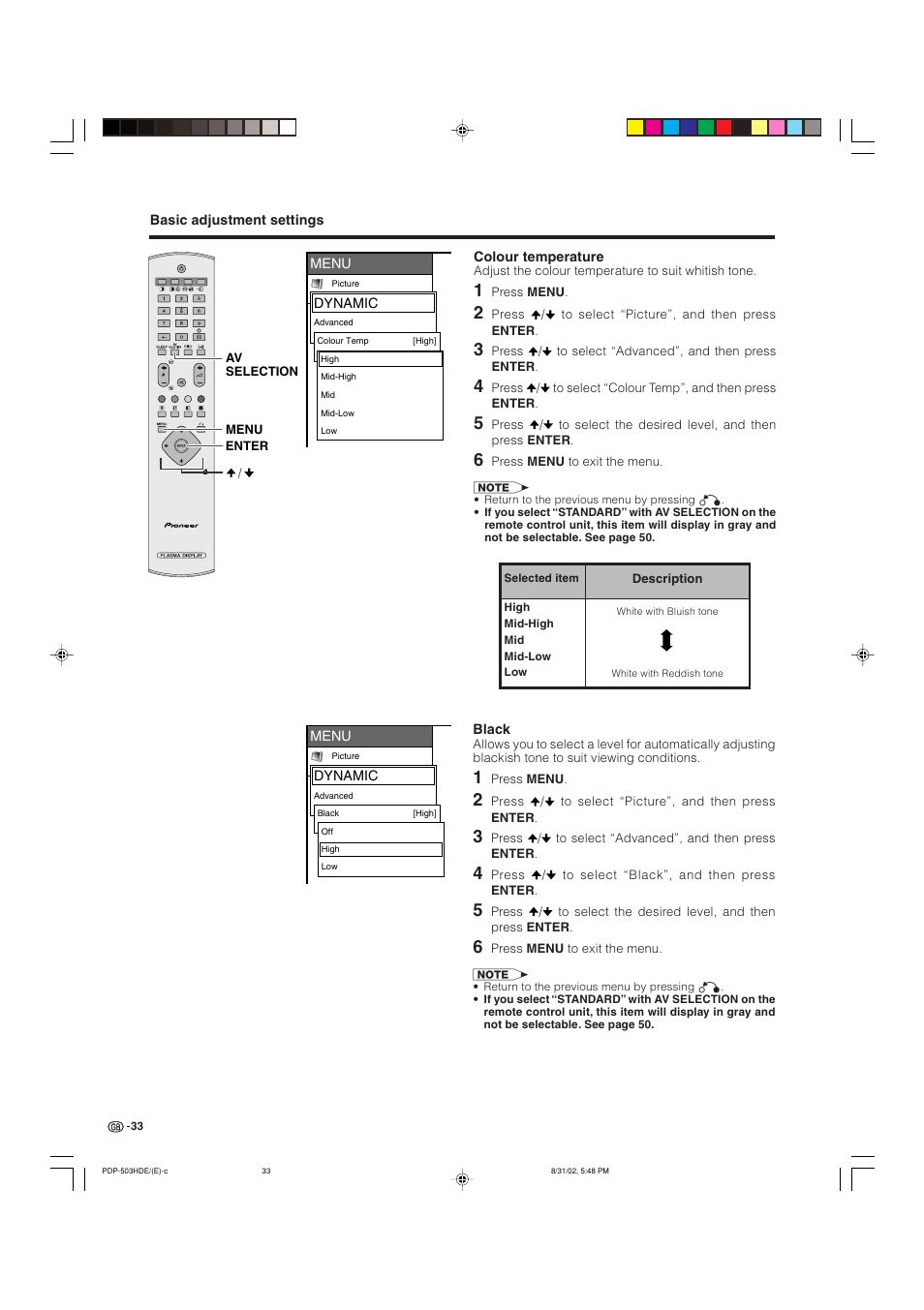 Pioneer PDP-503HDE User Manual | Page 35 / 194