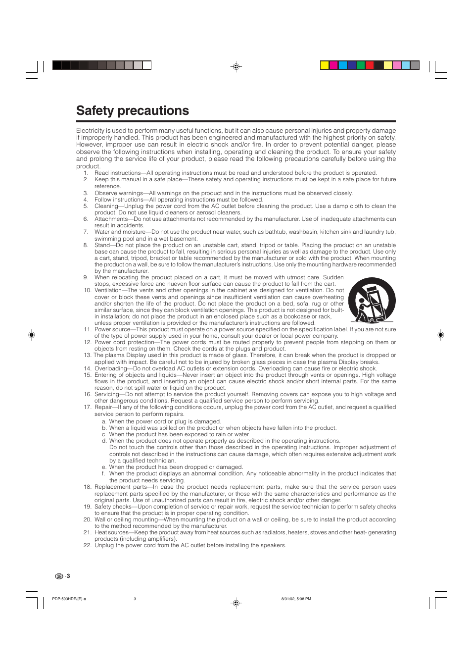 Safety precautions | Pioneer PDP-503HDE User Manual | Page 5 / 194