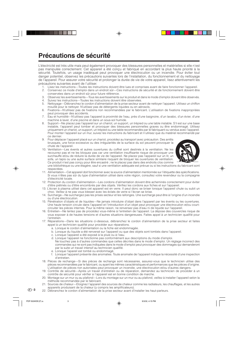 Précautions de sécurité | Pioneer PDP-503HDE User Manual | Page 69 / 194