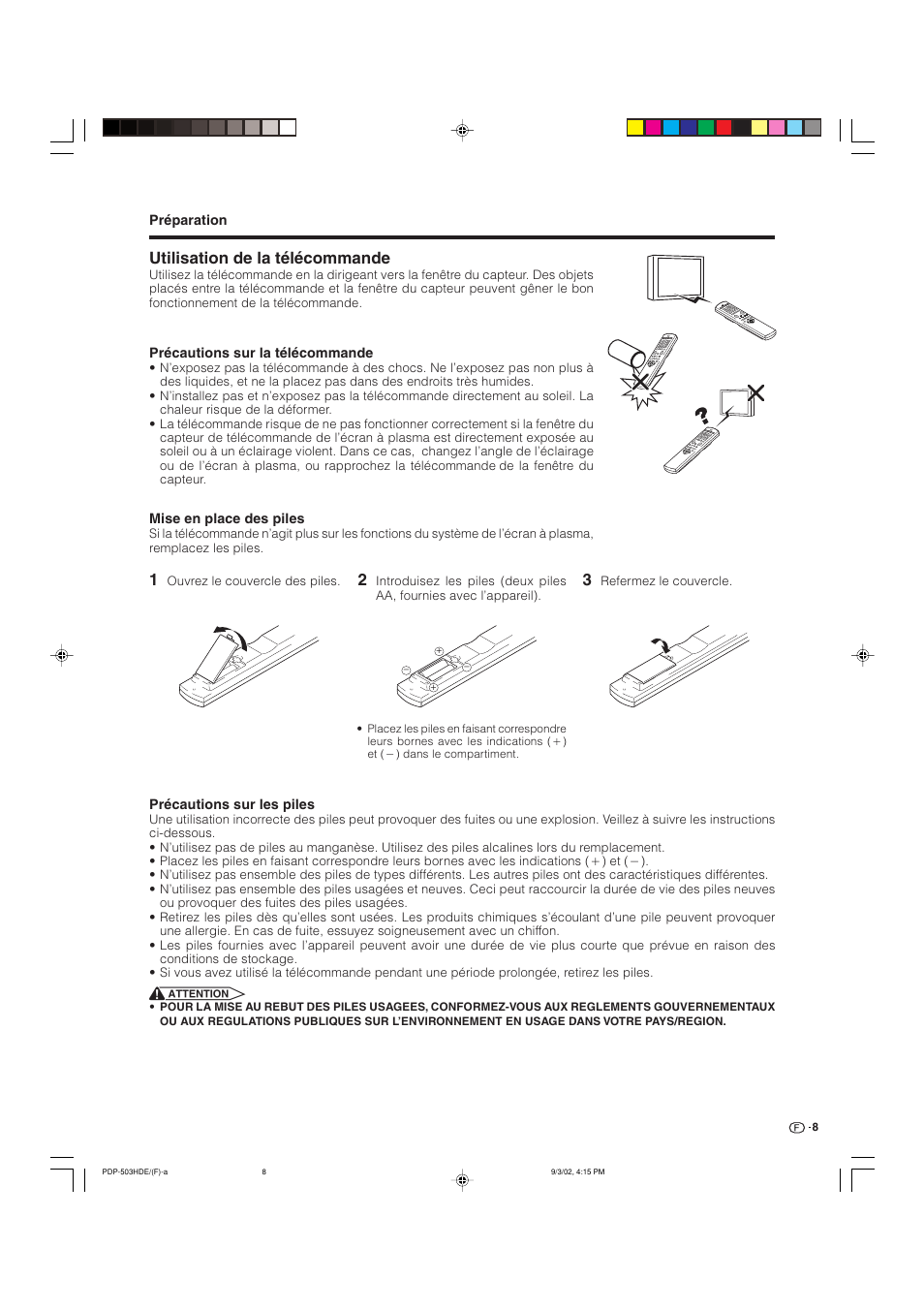 Utilisation de la télécommande | Pioneer PDP-503HDE User Manual | Page 74 / 194