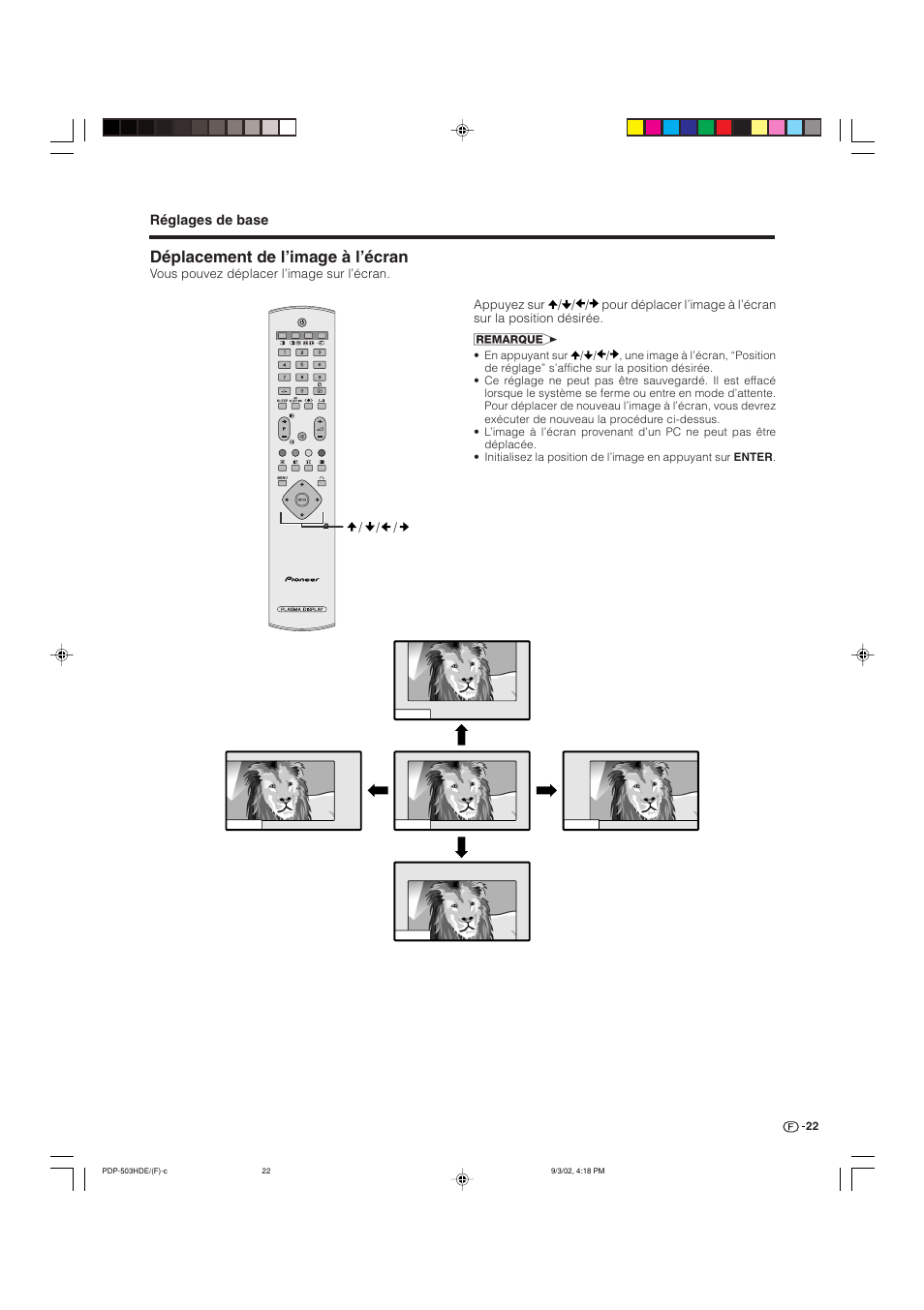 Déplacement de l’image à l’écran | Pioneer PDP-503HDE User Manual | Page 88 / 194