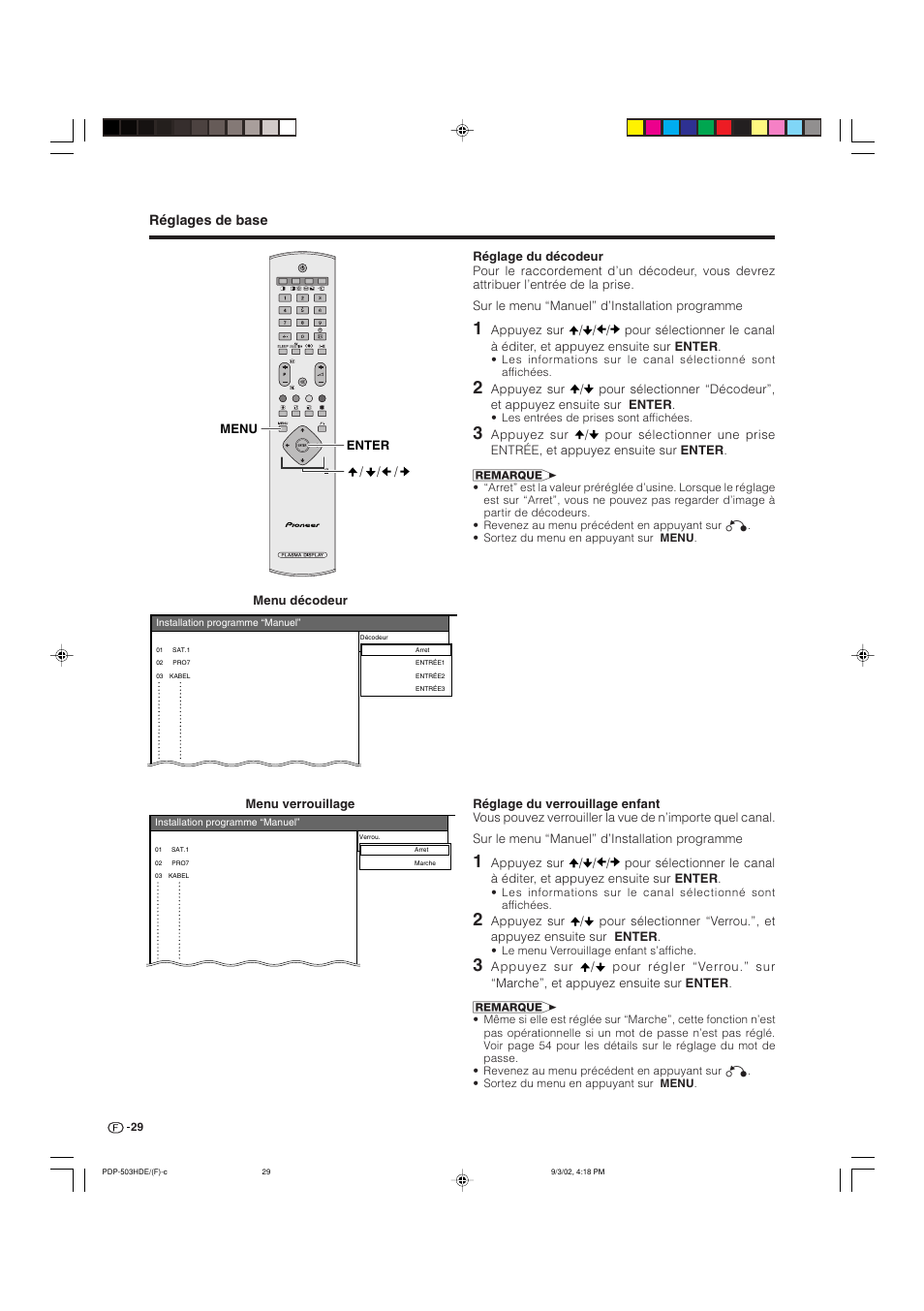 Réglages de base | Pioneer PDP-503HDE User Manual | Page 95 / 194