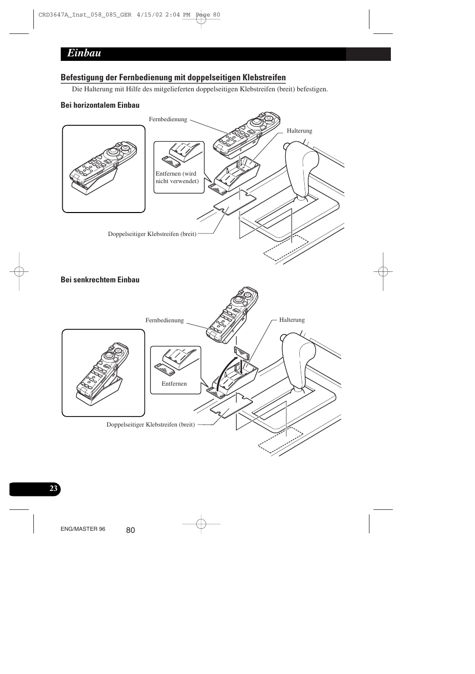 Einbau | Pioneer AVIC-70D-2 User Manual | Page 80 / 172