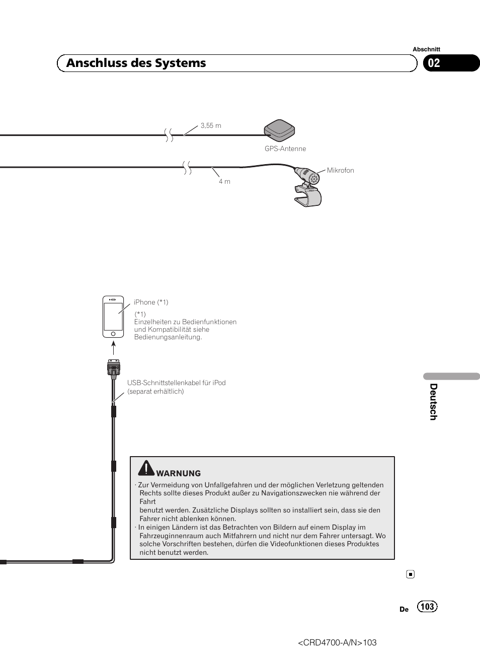 02 anschluss des systems | Pioneer AVIC-F850BT User Manual | Page 103 / 148