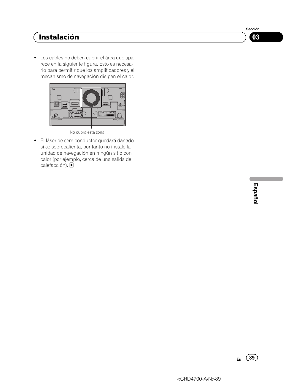 03 instalación | Pioneer AVIC-F850BT User Manual | Page 89 / 148