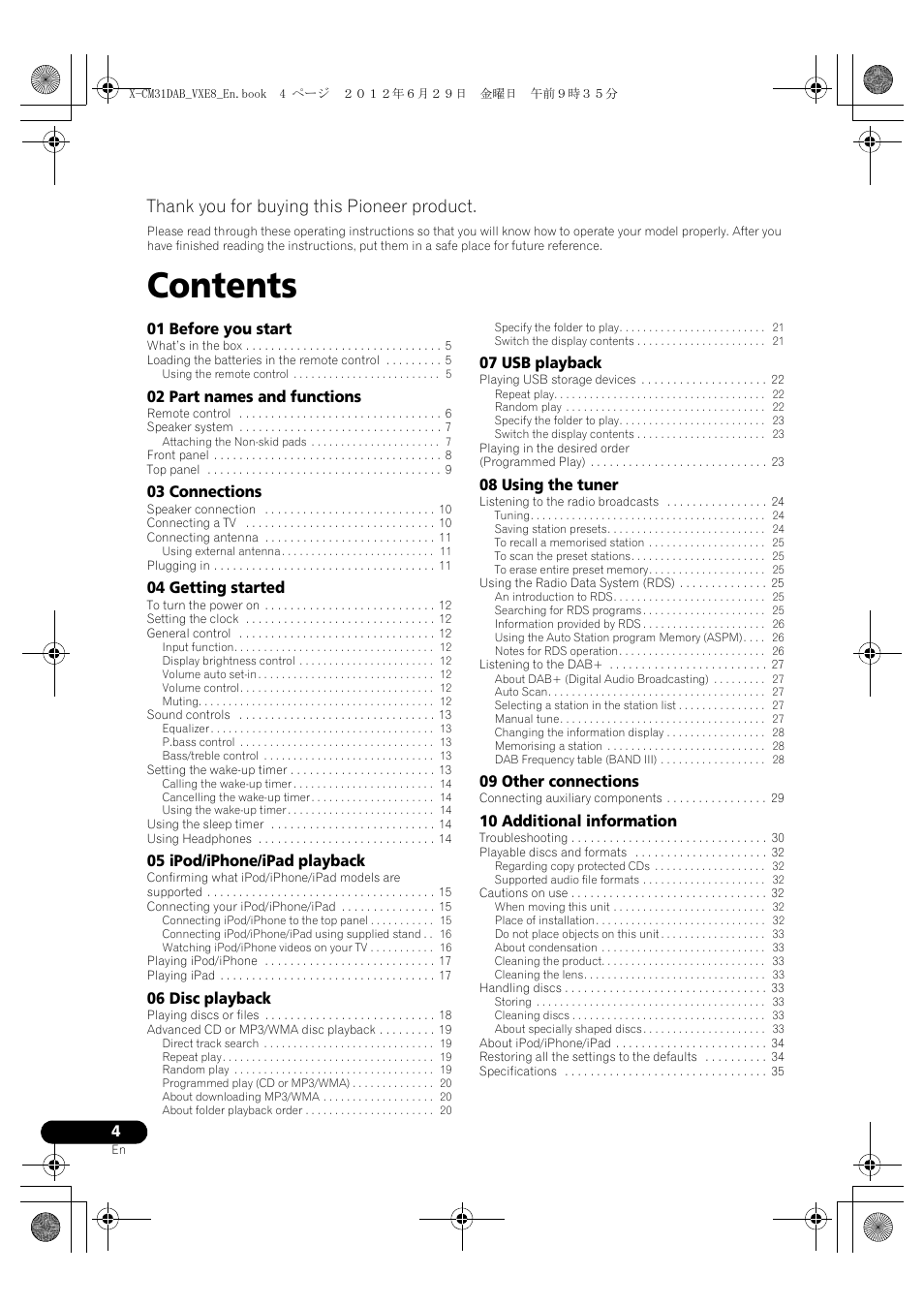 Pioneer X-CM31DAB-K User Manual | Page 4 / 36