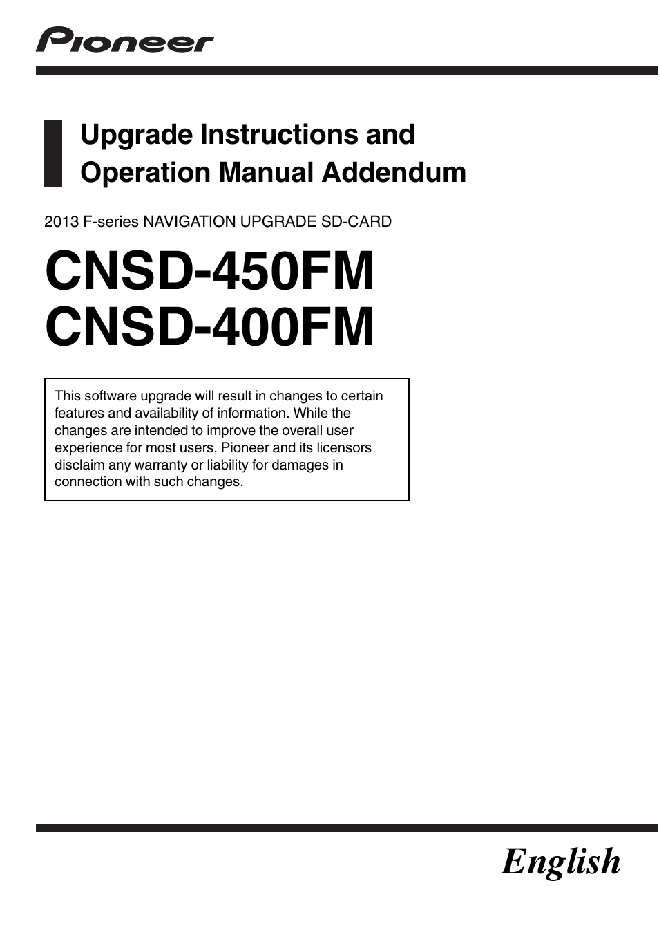 Pioneer CNSD-450FM User Manual | 32 pages