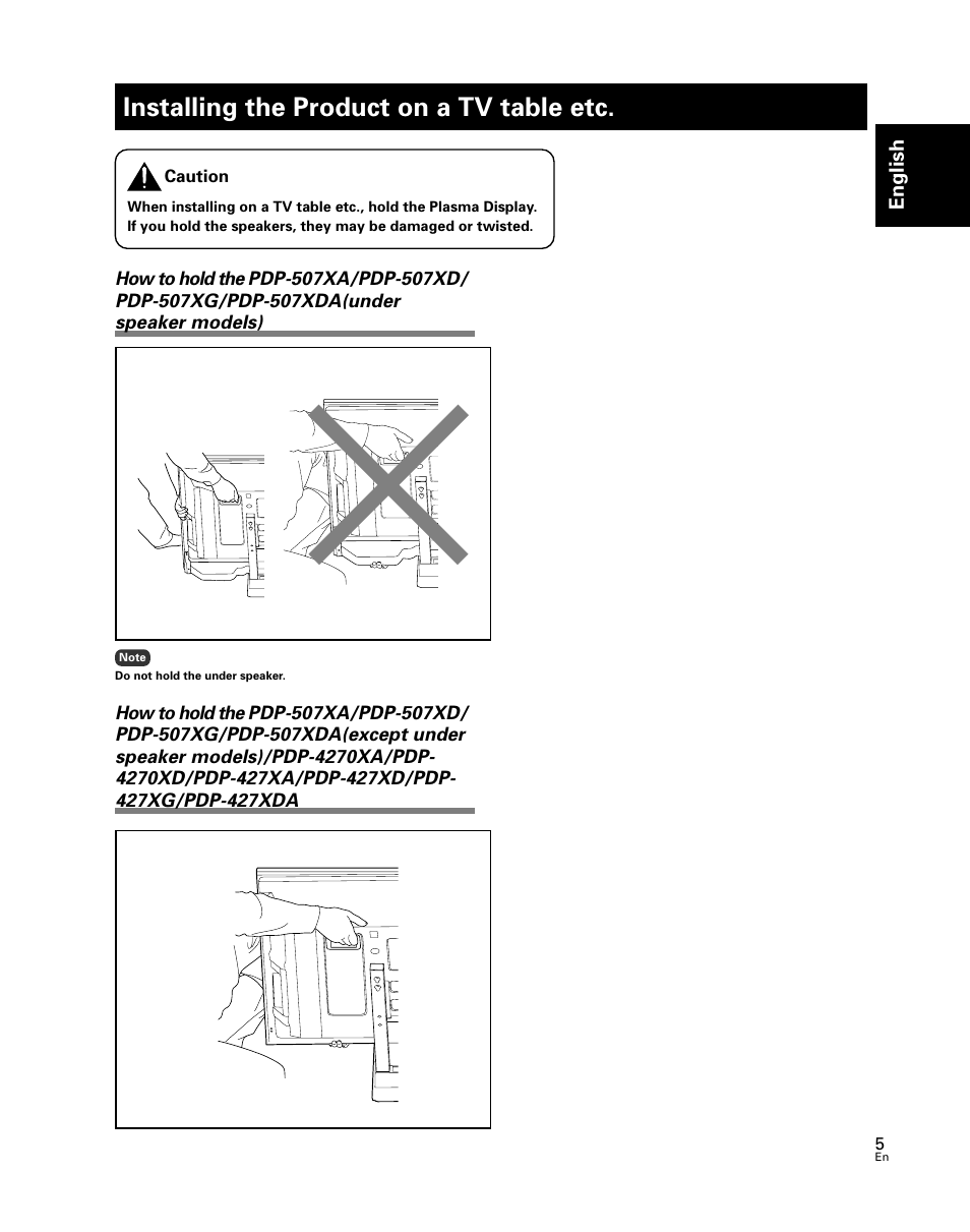 Installing the product on a tv table etc | Pioneer PDK-TS24 User Manual | Page 5 / 51