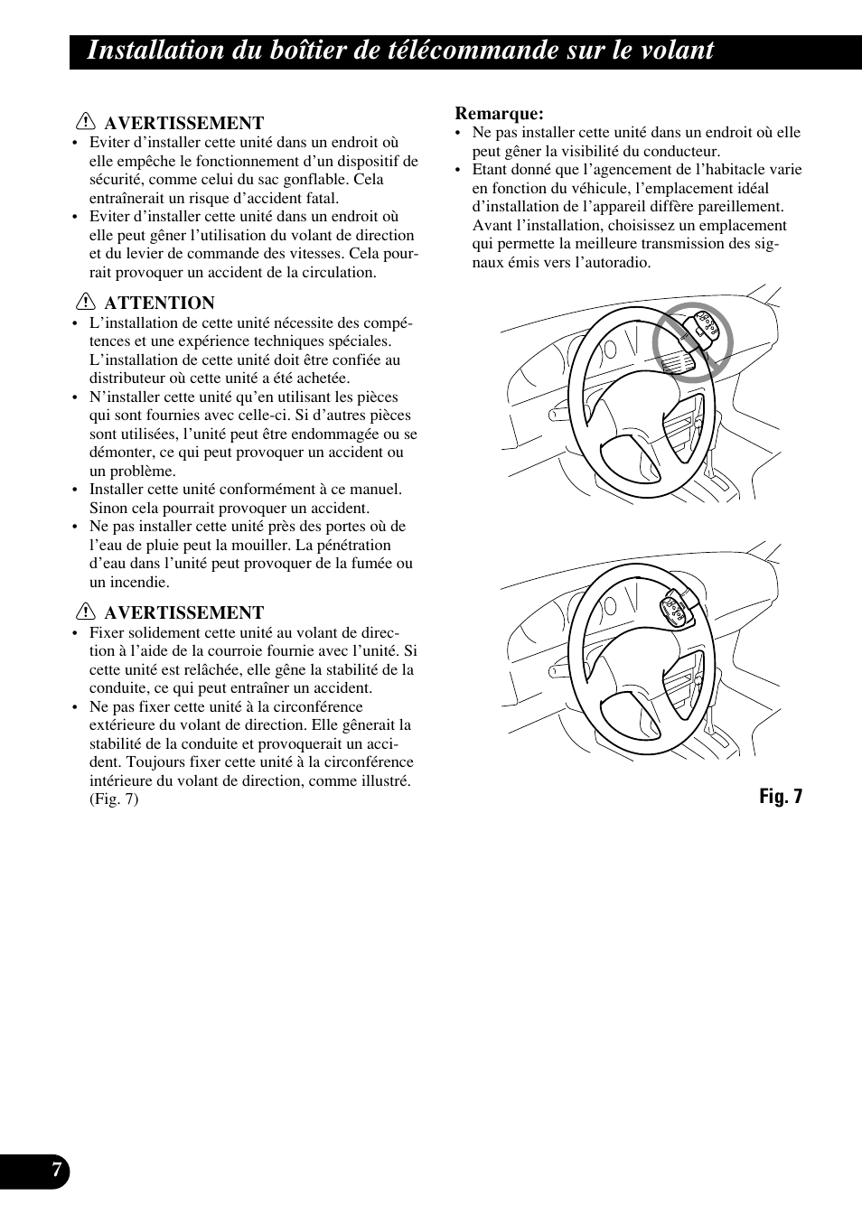 Installation du boîtier de, Télécommande sur le volant, A title (english) | Pioneer DEH-P8400MP User Manual | Page 32 / 52