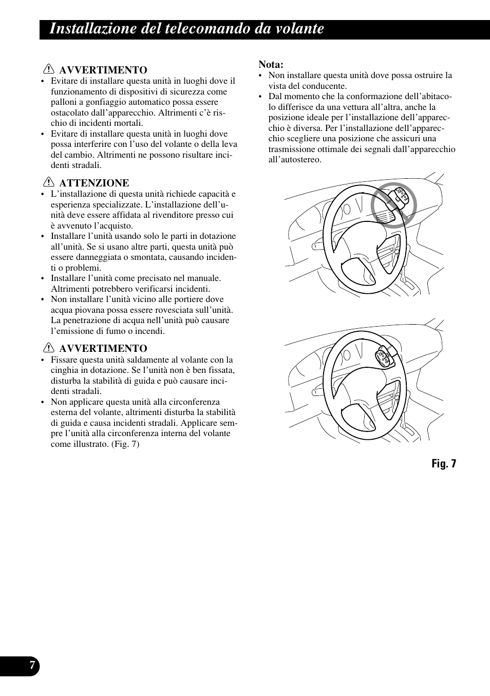 Installazione del telecomando, Da volante, A title (english) | Installazione del telecomando da volante | Pioneer DEH-P8400MP User Manual | Page 40 / 52