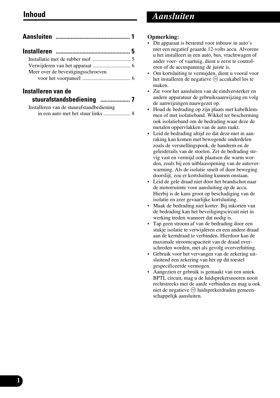 Aansluiten, Inhoud | Pioneer DEH-P8400MP User Manual | Page 42 / 52