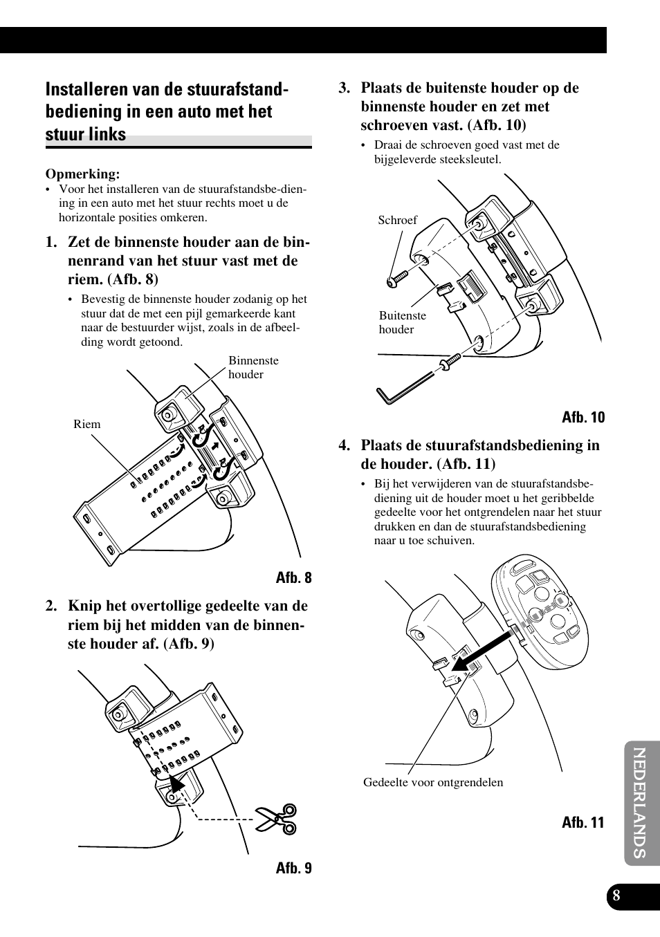 Installeren van de stuurafstandbediening, In een auto met het stuur links | Pioneer DEH-P8400MP User Manual | Page 49 / 52
