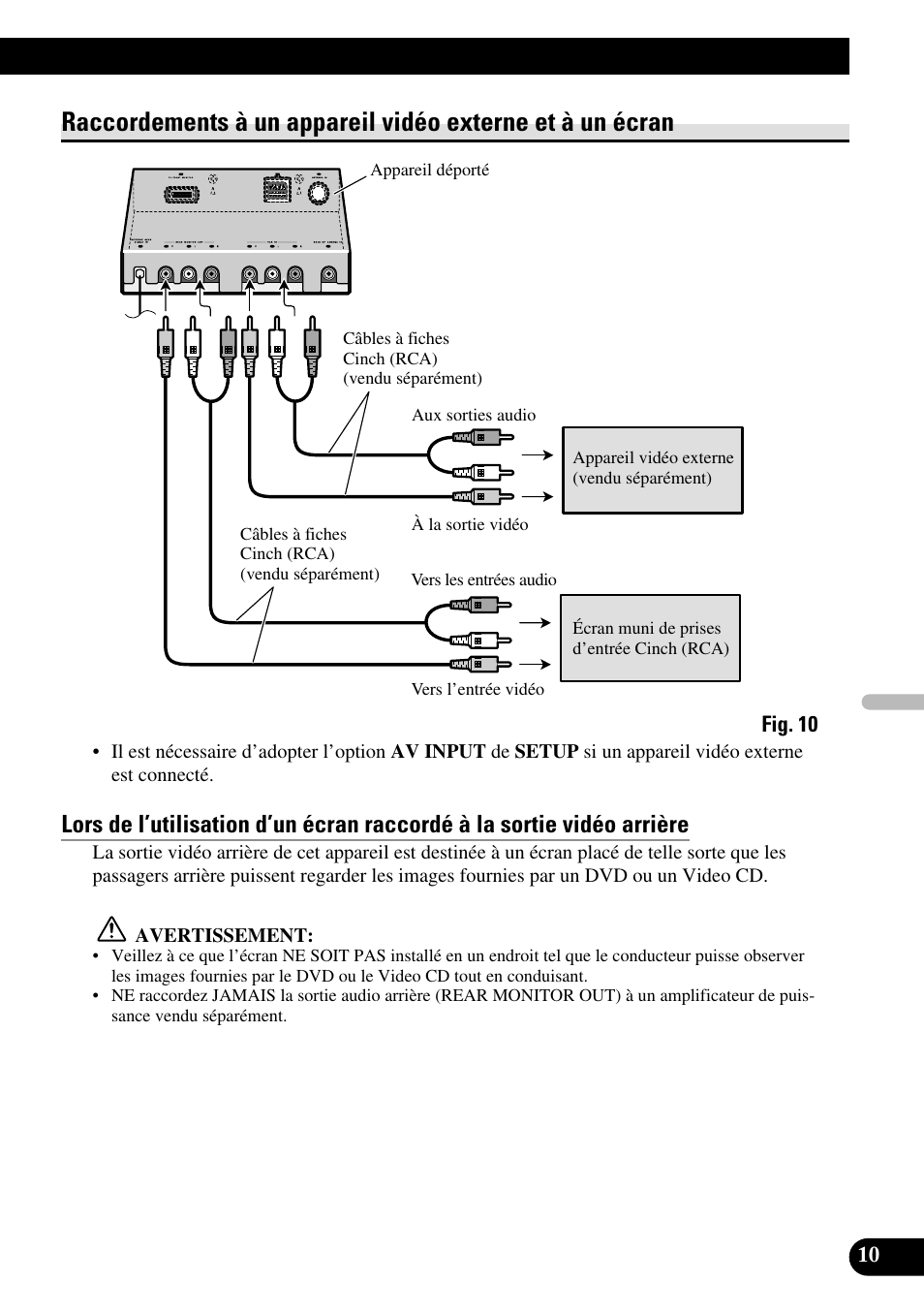 Raccordements à un appareil vidéo externe, Et à un écran | Pioneer AVH-P6600DVD User Manual | Page 53 / 85