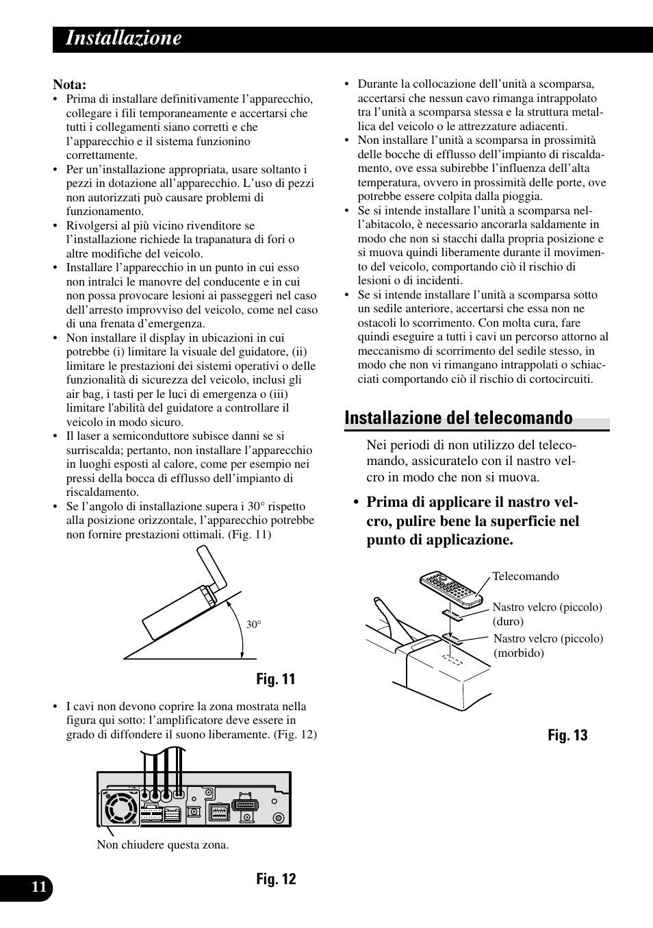 Installazione, Installazione del telecomando | Pioneer AVH-P6600DVD User Manual | Page 68 / 85