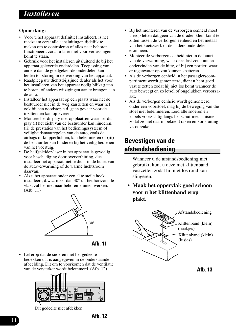 Installeren, Bevestigen van de afstandsbediening | Pioneer AVH-P6600DVD User Manual | Page 82 / 85