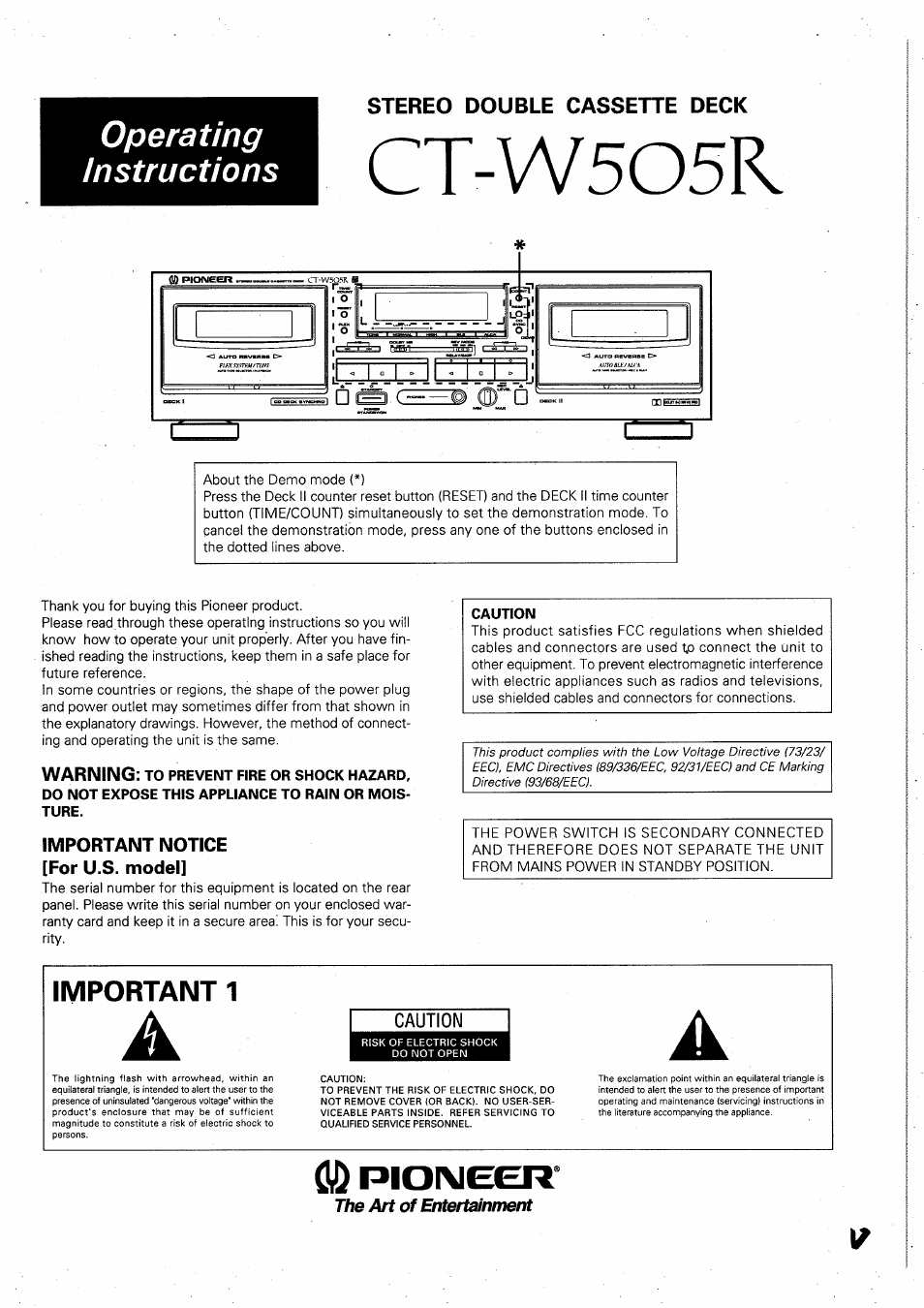 Pioneer CT-W505R User Manual | 20 pages