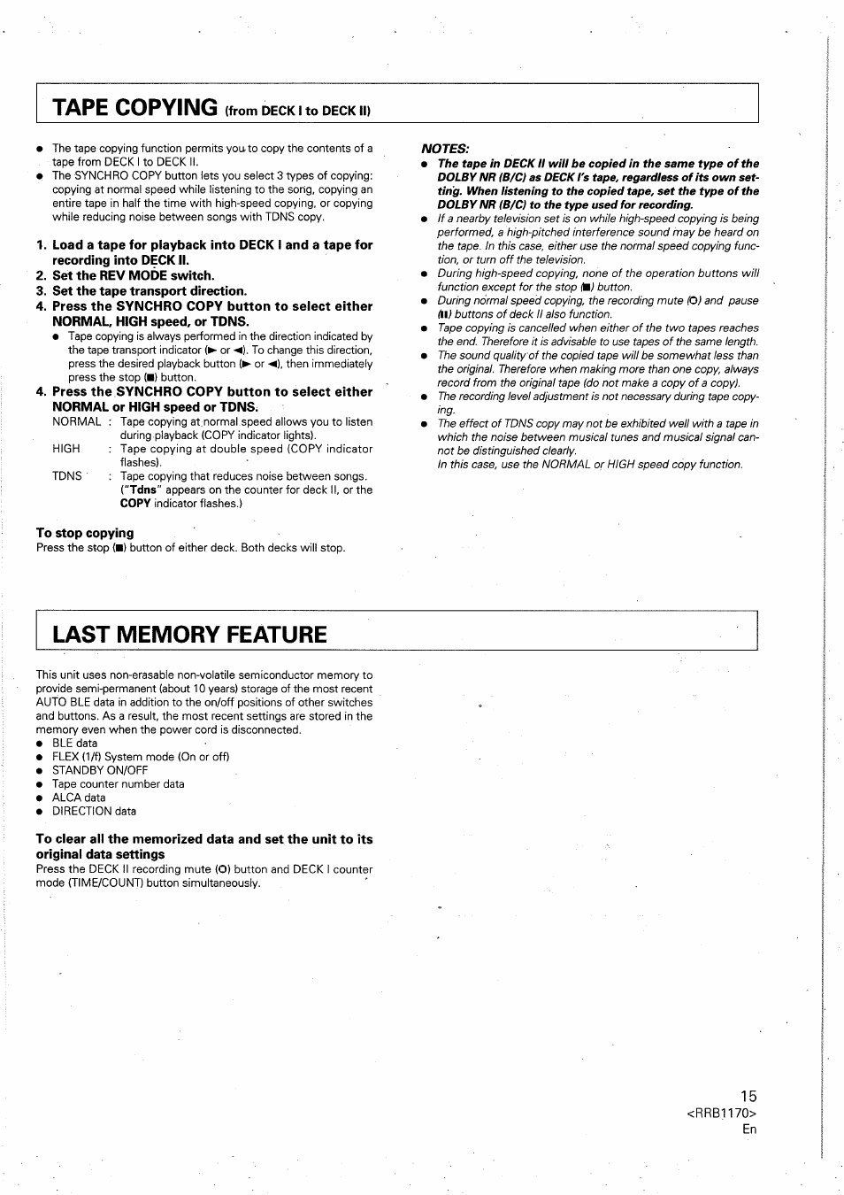 Set the rev mode switch, Set the tape transport direction, To stop copying | Pioneer CT-W505R User Manual | Page 15 / 20