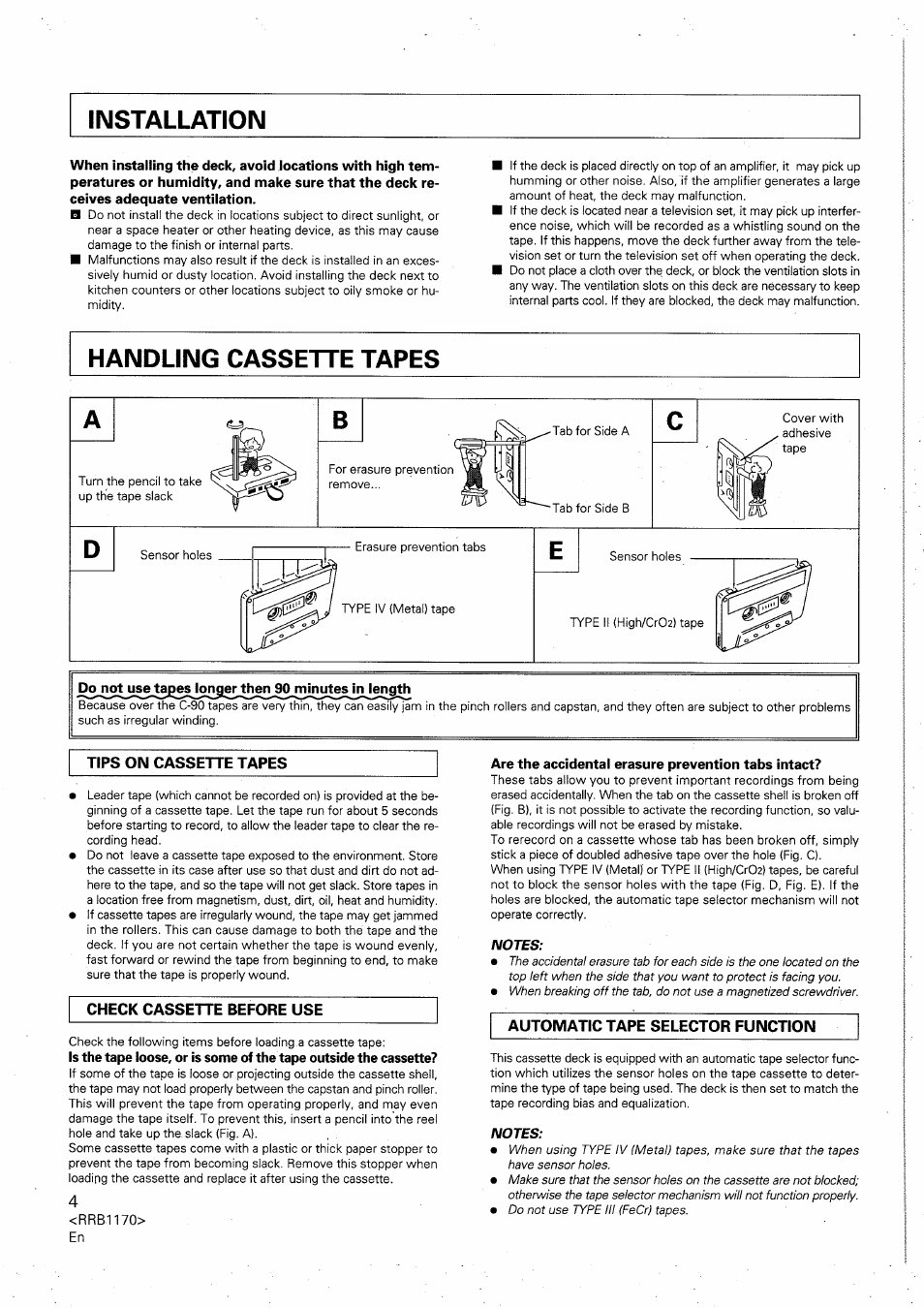 Are the accidental erasure prevention tabs intact | Pioneer CT-W505R User Manual | Page 4 / 20