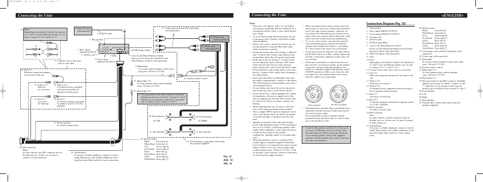 Connecting the units, Connecting the units <english, Connection diagram (fig. 12) | Pioneer DEH-P5700MP User Manual | Page 5 / 8