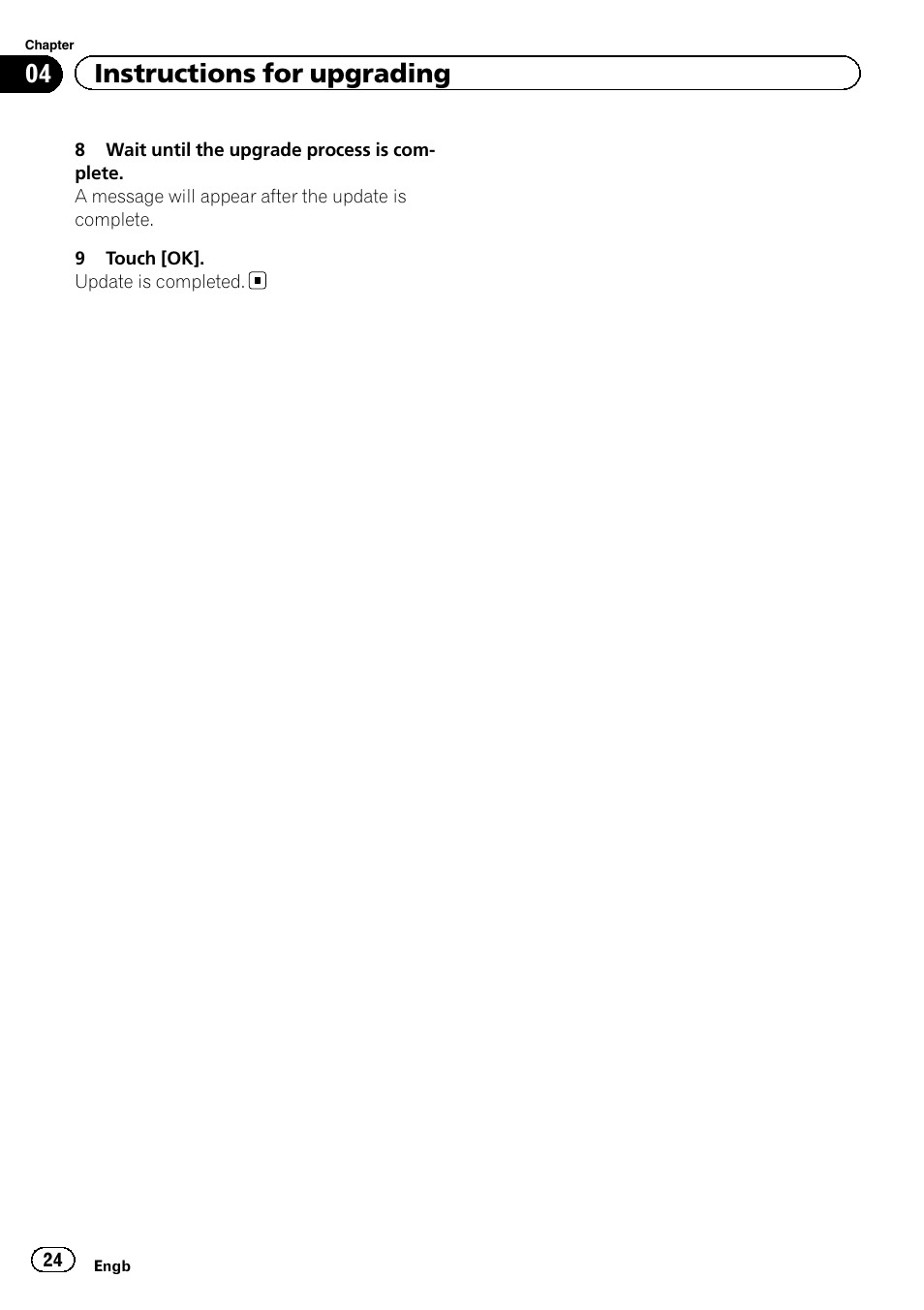 04 instructions for upgrading | Pioneer CNSD-230FM User Manual | Page 24 / 28