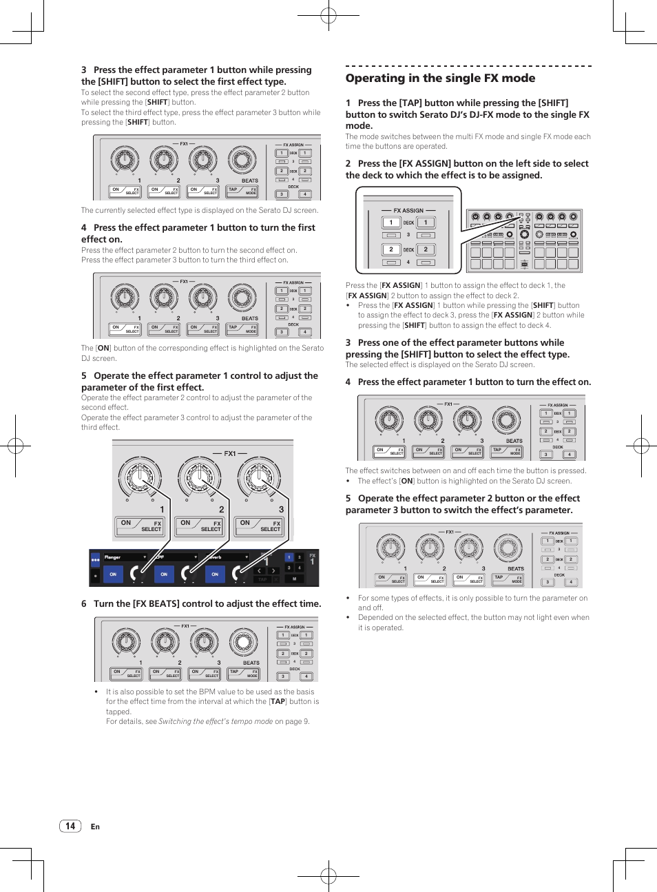 Operating in the single fx mode | Pioneer DDJ-SP1 User Manual | Page 14 / 24