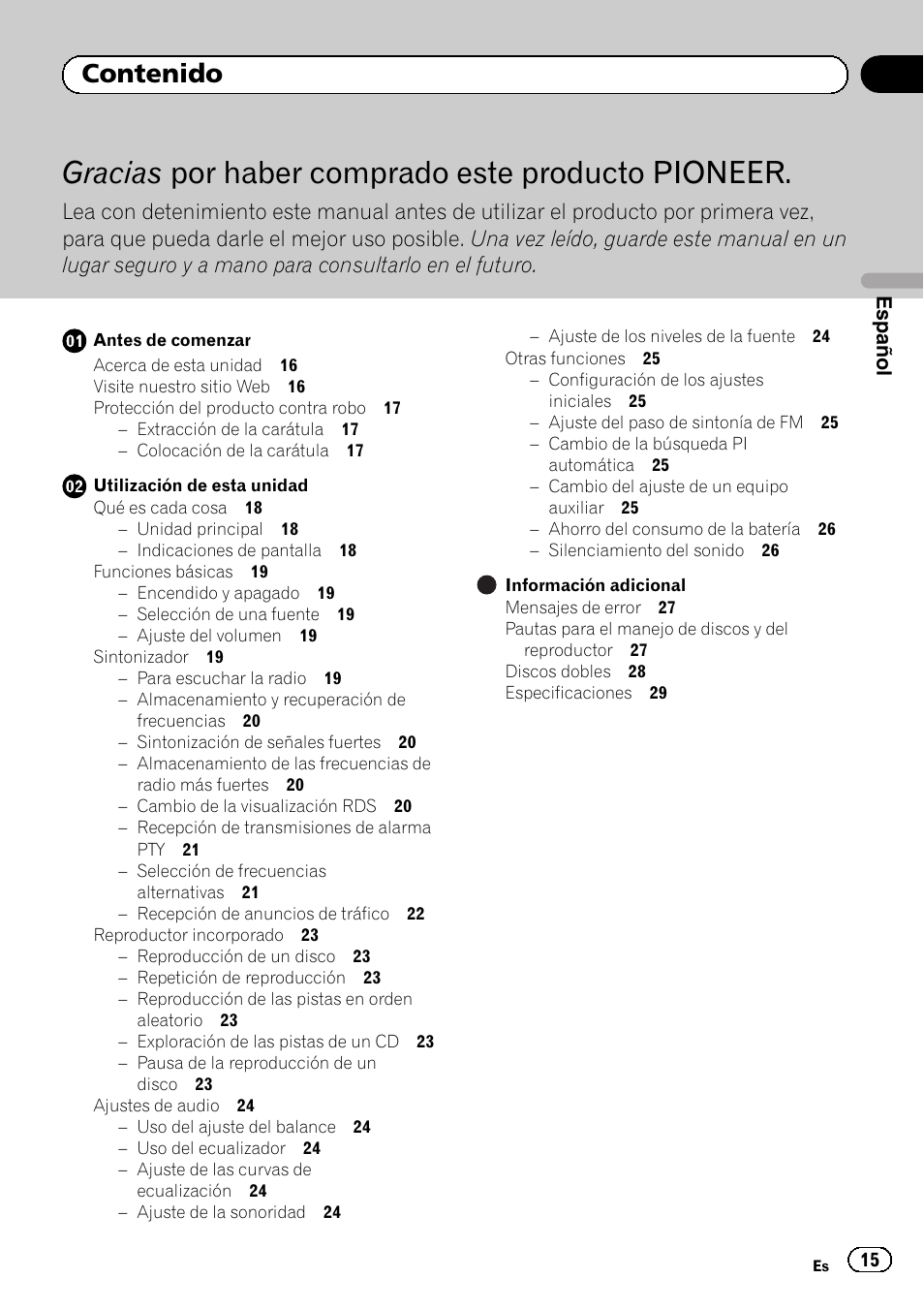 Pioneer DEH-110E User Manual | Page 15 / 107