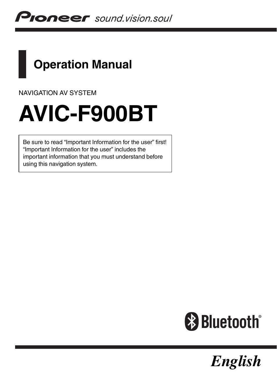 Pioneer AVIC F900BT User Manual | 168 pages