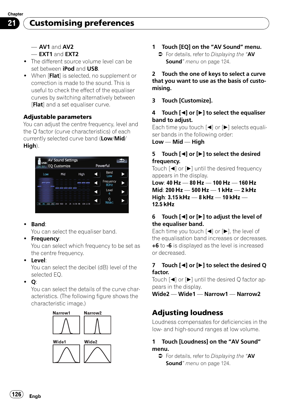 Adjusting loudness 126, Customising preferences, Adjusting loudness | Pioneer AVIC F900BT User Manual | Page 126 / 168