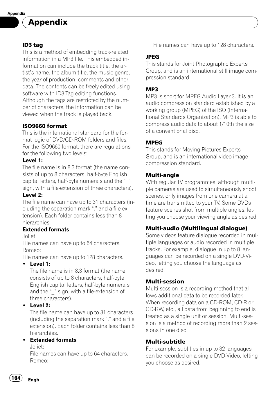 Appendix | Pioneer AVIC F900BT User Manual | Page 164 / 168