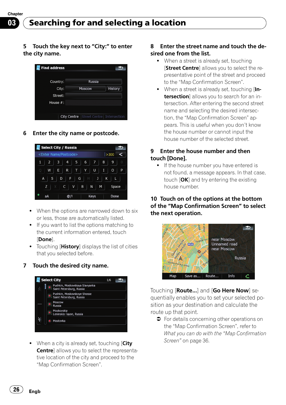 Searching for and selecting a location | Pioneer AVIC F900BT User Manual | Page 26 / 168