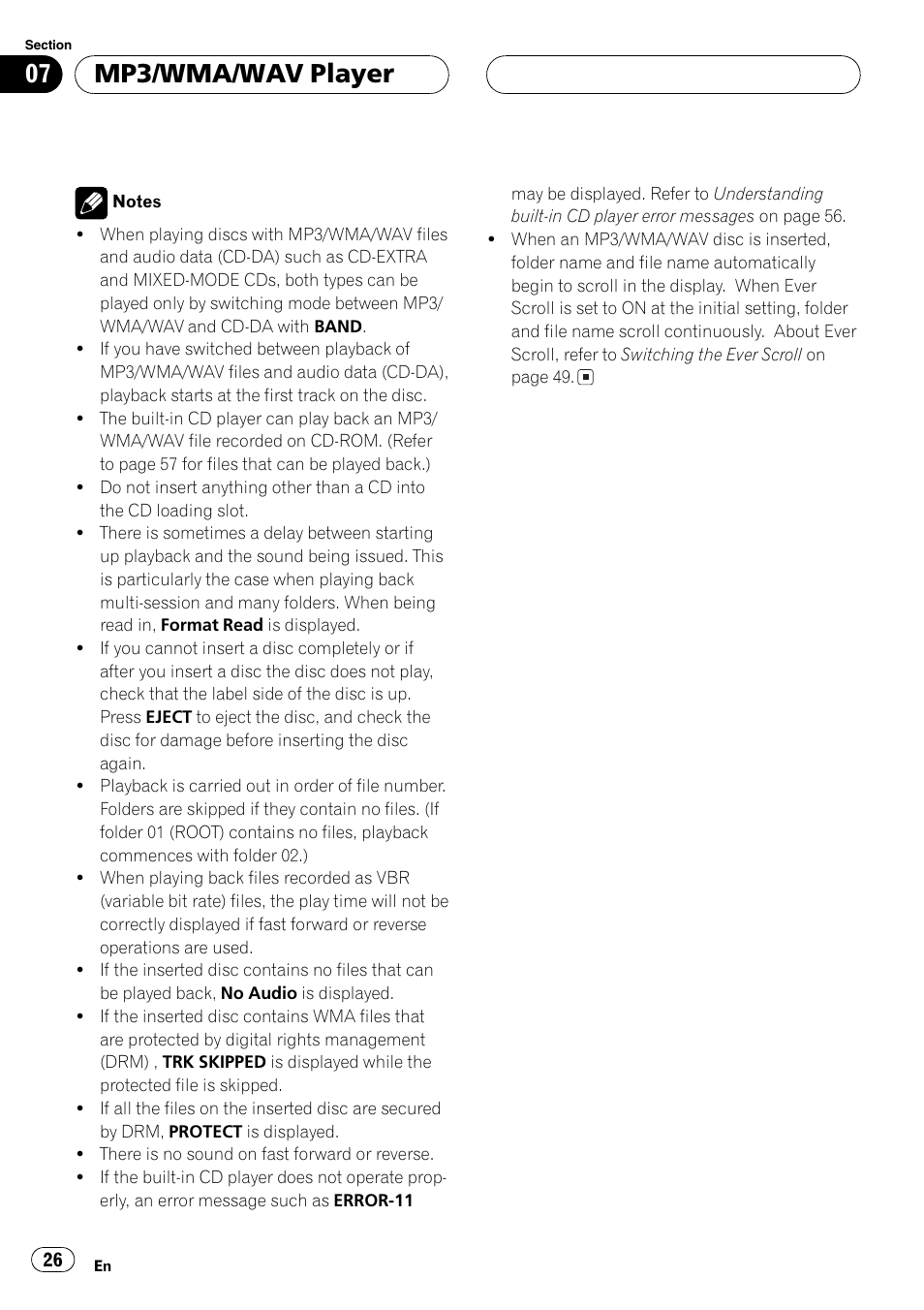 Mp3/wma/wav player | Pioneer DEH-P7600MP User Manual | Page 26 / 132