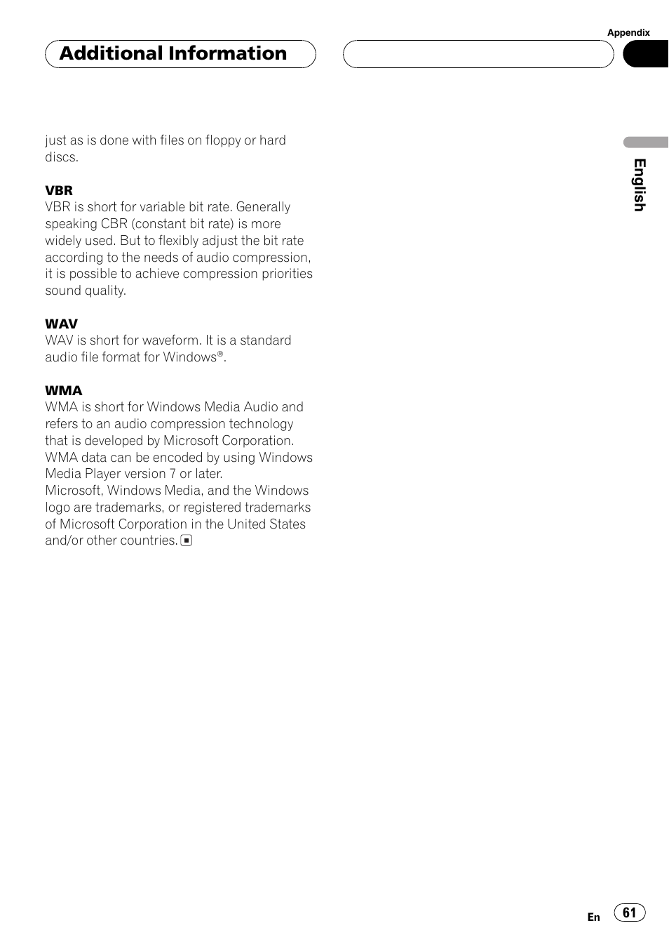 Additional information | Pioneer DEH-P7600MP User Manual | Page 61 / 132