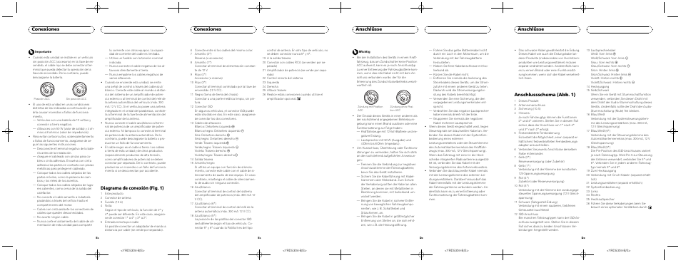 Diagrama de conexión (fig. 1), Conexiones, Anschlüsse | Anschlussschema (abb. 1) | Pioneer DEH-2200UB User Manual | Page 7 / 8