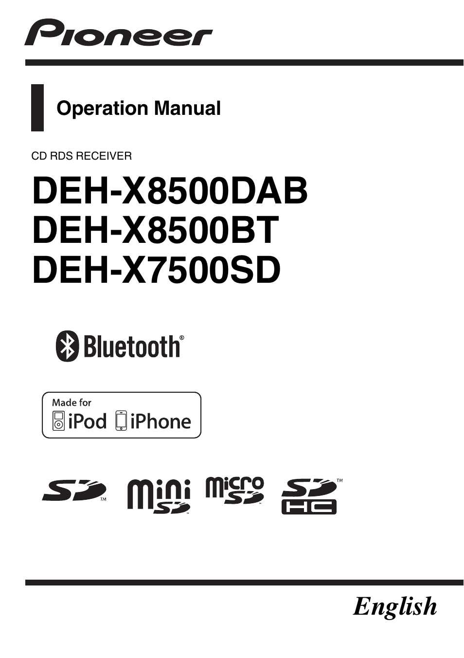 Pioneer DEH-X8500DAB User Manual | 44 pages