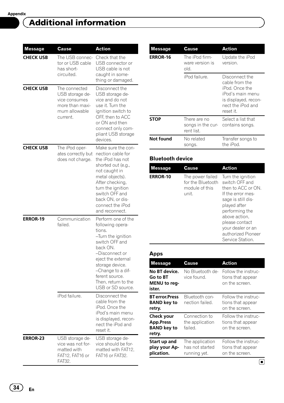 Additional information | Pioneer DEH-X8500DAB User Manual | Page 34 / 44