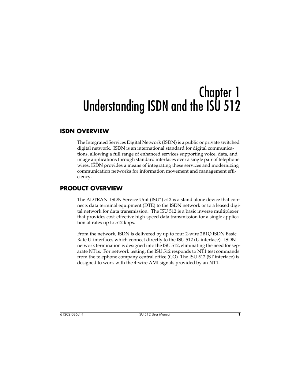 Chapter 1 understanding isdn and the isu 512 | ADTRAN ISU 512 User Manual | Page 17 / 129