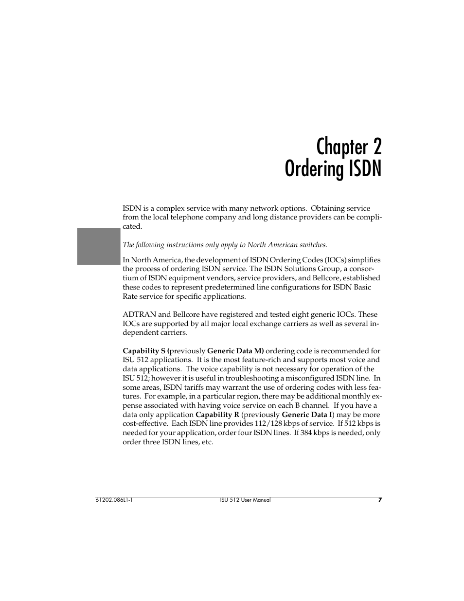Chapter 2 ordering isdn | ADTRAN ISU 512 User Manual | Page 23 / 129